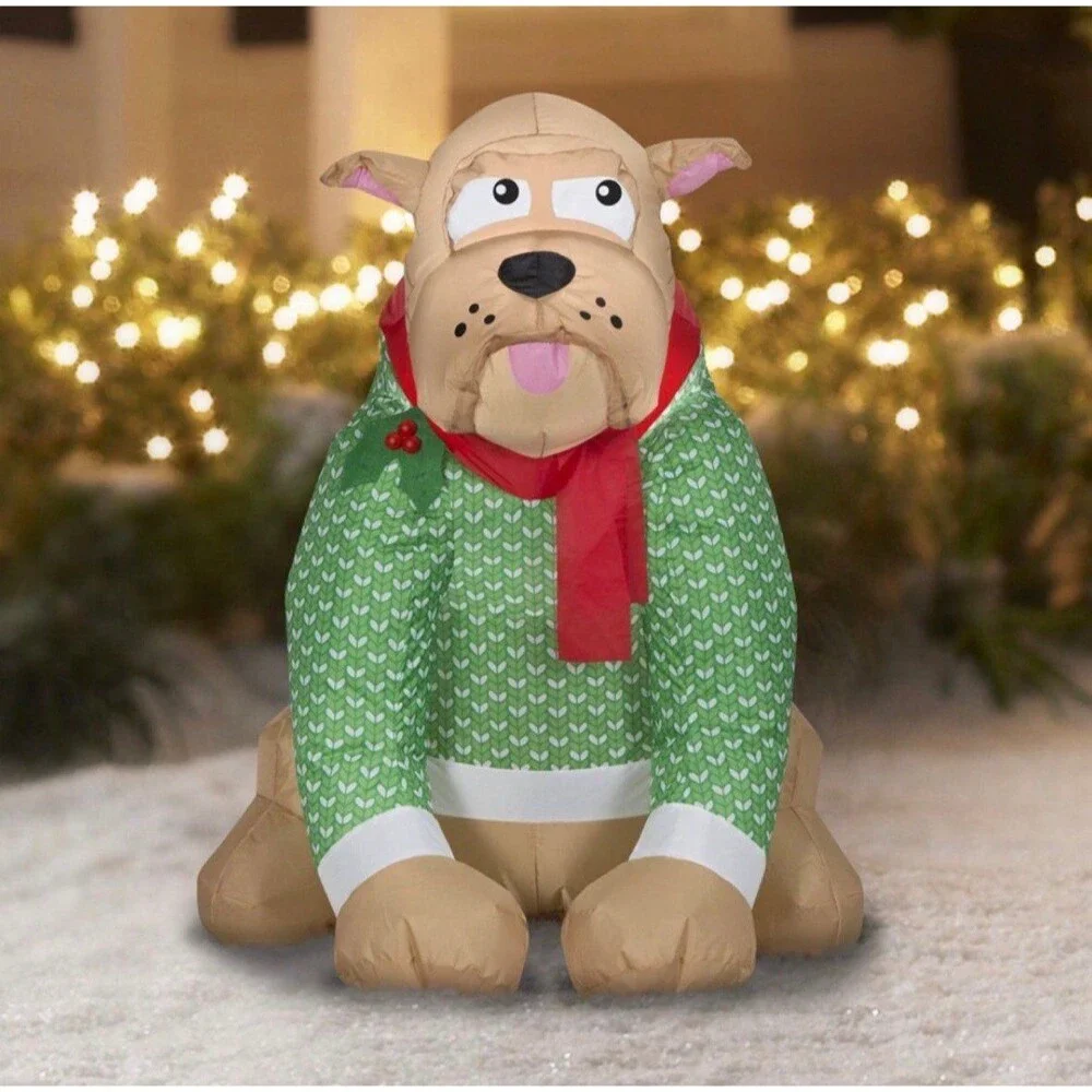 3ft Festive Holiday English Bulldog Airblown Inflatable